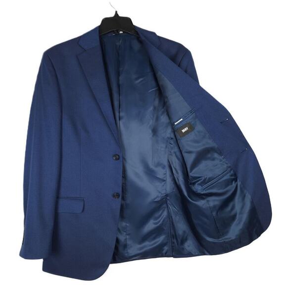 Dkny Men's Modern-Fit Stretch Suit Jacket Blue Birdseye 40R NWT - Picture 2 of 5